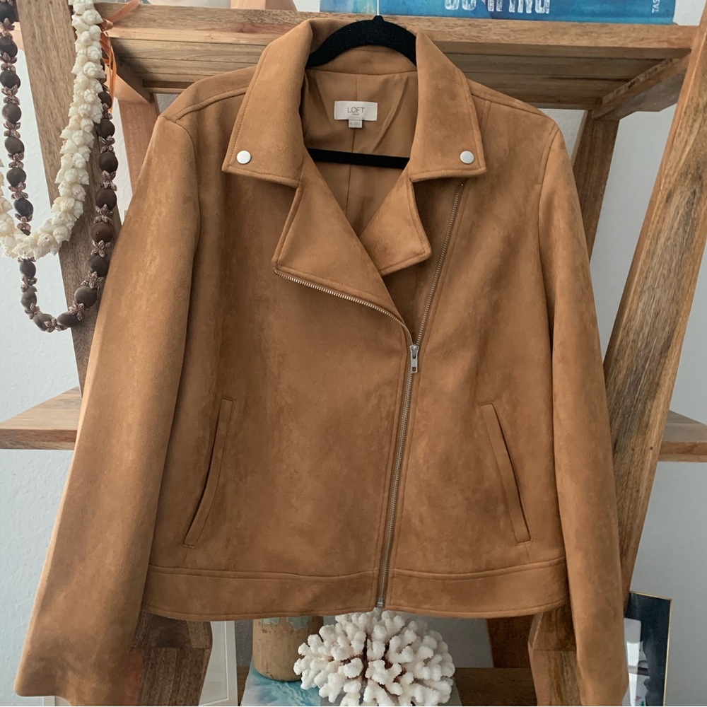 ANN TAYLOR LOFT outlet Faux Suede Moto Lined Jacket sz XL